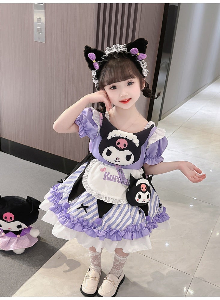 Sanrio 4 Piece Set Sanrio Kuromi Costume Dress Anime Cartoon Cute Girls Short Princess Dresses Cosplay Halloween Costume Summer Party Baby Clothes Gift For Girls - Image 2